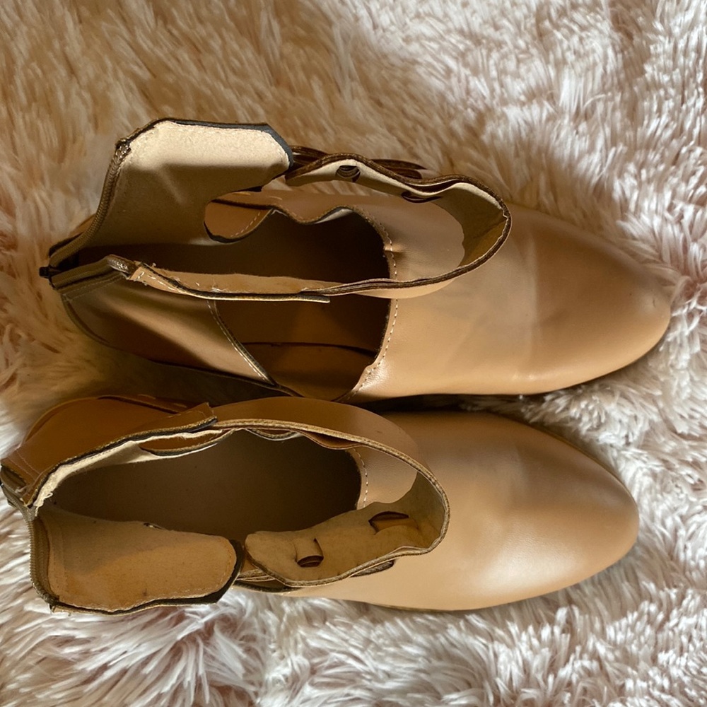 Camel Colored Booties With Strap - image 1
